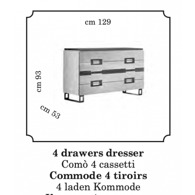 POESIA Włoska komoda szeroka 4 szuflady 129cm / Adora