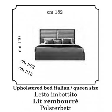 POESIA Włoskie łóżko queen size zagłówek tapicerowany 182cm / Adora