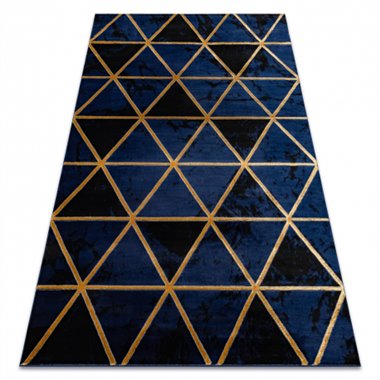 Dywan EMERALD ekskluzywny 1020 glamour, stylowy marmur, trójkąty granatowy / złoty 180x270 cm