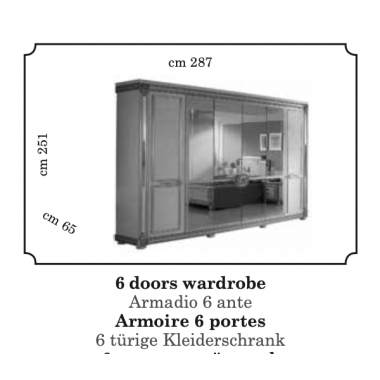 Włoska Szafa LIBERTY 6 drzwiowa 287cm / ArredoClassic