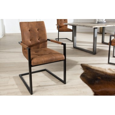 Invicta Krzesło Oxford z podłokietnikami brązowy vintage 55cm / 36959