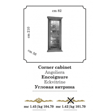 LEONARDO Włoska Witryna 1 drzwiowa z górną koroną narożna 82cm / Arredoclassic