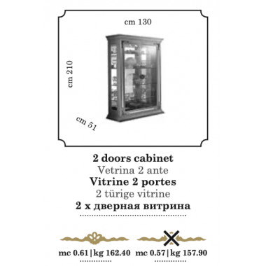 LEONARDO Włoska Witryna 2 drzwiowa 130cm / Arredoclassic