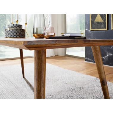 WOHNLING dining room table REPA 120 x 60 x 76 cm Sheesham rustic solid wood | Design country house dining table Dining table rec