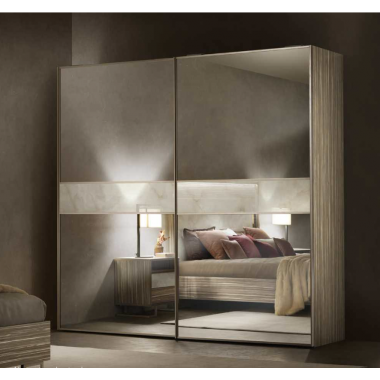 LUCE LIGHT Włoska Szafa 2 drzwiowa z przeźroczystym lustrem i wstawką z onyksu 268cm / Adora