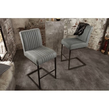 BIG ASTON Krzesło barowe / Hoker antyczny szary / 39057