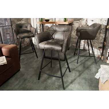 Loft krzesło barowe ciemnoszare z podłokietnikiem / 39080