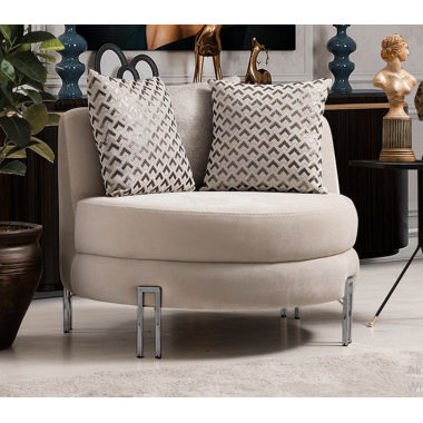 Schuller Fotel tapicerowany VIENA srebrne nogi 100cm / 8812
