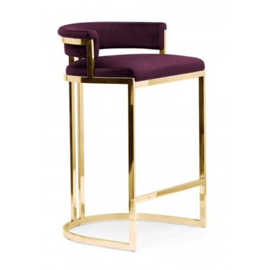 Krzesło barowe VEGAS tapicerowane bordo złoto 54cm / HI