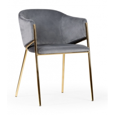 Krzesło tapicerowane ANTALA ciemnoszare złote nogi 54cm / HI