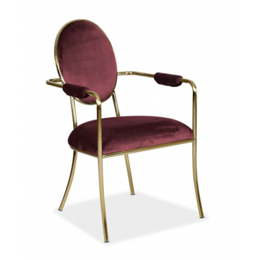 Krzesło tapicerowane ANTIBA bordo złote nogi 55cm / HI