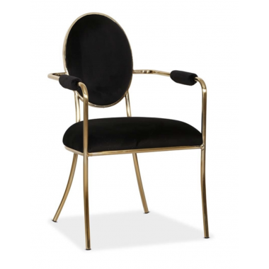 Krzesło tapicerowane ANTIBA czarne złote nogi 55cm / HI
