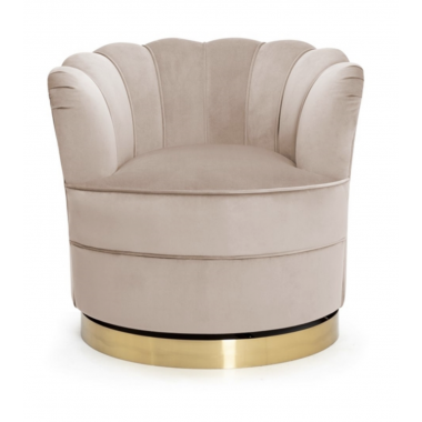 Fotel tapicerowany SISI obrotowy beżowy złota podstawa 82cm /HI