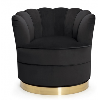 Fotel tapicerowany SISI obrotowy czarny złota podstawa 82cm / HI