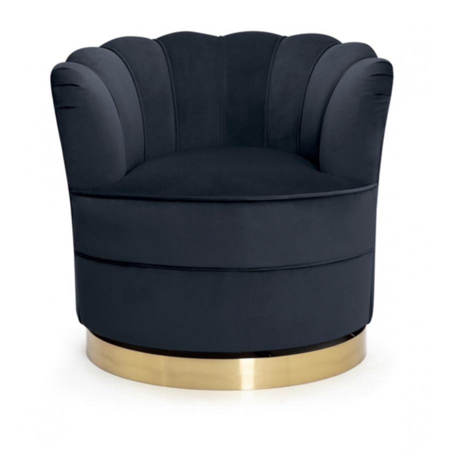 Fotel tapicerowany SISI obrotowy granatowy złota podstawa 82cm / HI