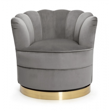 Fotel tapicerowany SISI obrotowy szary złota podstawa 82cm / HI