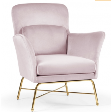 Fotel tapicerowany VERA różowy złote nogi 79cm /HI