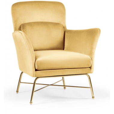 Fotel tapicerowany VERA żółty złote nogi 79cm /HI
