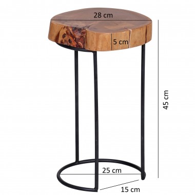 WOHNLING table solid wood Acacia Living table metal legs country style tree trunk-form Real-wood nature