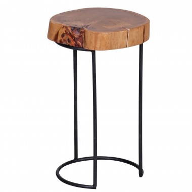 WOHNLING table solid wood Acacia Living table metal legs country style tree trunk-form Real-wood nature