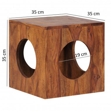 WOHNLING table Solid wood Sheesham 35x35 cm cube living room table design country style coffee table square
