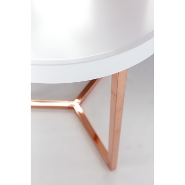 WOHNLING Design Side table white / copper ø 40 cm Tablett wood metal | Living room table with table Sofas modern | Coffee table 