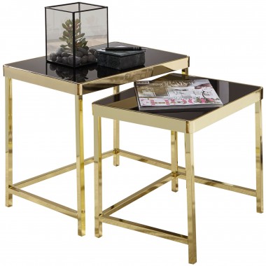 WOHNLING table VIOLA black / gold side table metal / glass | Coffee table set of 2 tables | Small living room table | Metal tabl