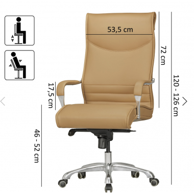 Amstyle Fotel biurowy BIGBOSS 150kg imitacja skóry karmel 61cm / SPM1.405