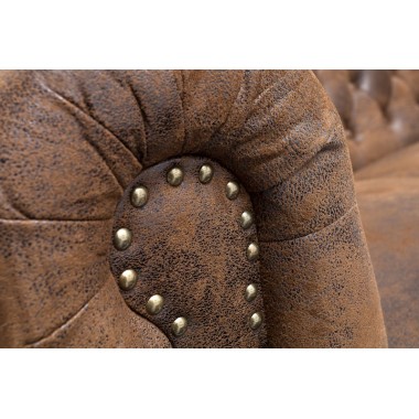 Invicta CHESTERFIELD Sofa 3 osobowa brązowy antyk 205cm / 17382