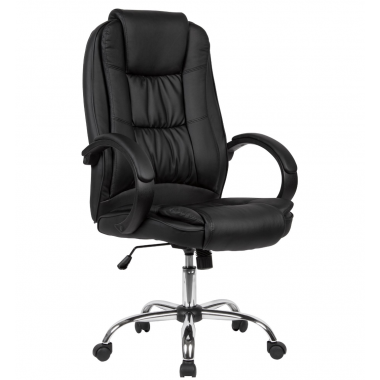 Wohnling Fotel biurowy czarny eko skóra 60cm / SPM1.407
