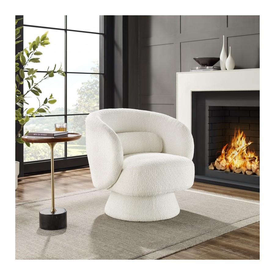 Invicta Fotel BOSSA NOVA Bouclé biały 75cm / 43526