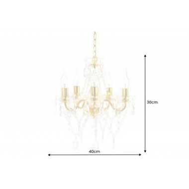 Invicta Żyrandol DIAMONDS 5 ramienny złoty 40cm / 43169