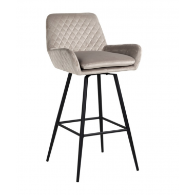 Krzesło barowe obrotowe LINSEY swivel khaki velvet 52cm / S4462 KHAKI VELVET