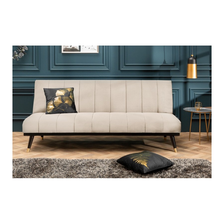 Invicta PETIT BEAUTE sofa rozkładana szampański aksamit 180cm / 43522