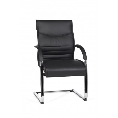 AMSTYLE cantilever MILANO Visitor chair Upholstery artificial leather black rocking chair XXL chrome 120kg Conference chair Desi