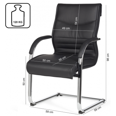 AMSTYLE Krzesło biurowe imitacja skóry czarny 59cm / SPM1.067