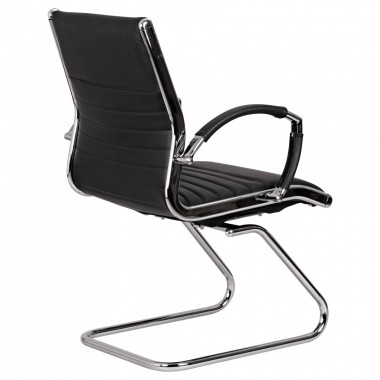 AMSTYLE cantilever SALZBURG Meeting chair in genuine leather Black Rocking Chair XXL chrome 120kg Visitors Chair Design