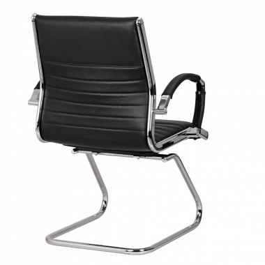 AMSTYLE cantilever SALZBURG Meeting chair in genuine leather Black Rocking Chair XXL chrome 120kg Visitors Chair Design