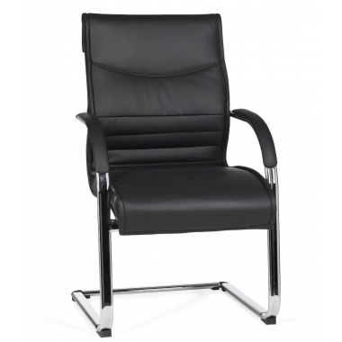 AMSTYLE Krzesło biurowe imitacja skóry czarny 59cm / SPM1.067