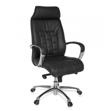Amstyle Fotel biurowy Chesterfield XXL skóra naturalna czarna / SPM1.158