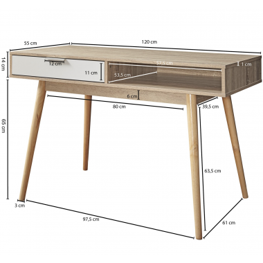 Wohnling Biurko Retro MASSA 120cm / WL1.789