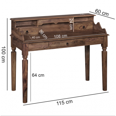 Wohnling Biurko MAKASSAR lite drewno sheesham 115cm / WL1.751