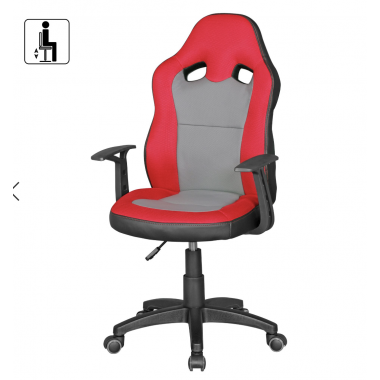 Amstyle Fotel biurowy dziecięcy SPEEDY czerwono szary 46cm / SPM1.353