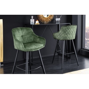 Invicta Krzesło barowe EUPHORIA zielony aksamit 58cm / 43688