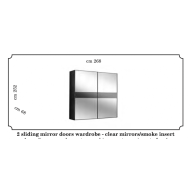 Moderna Włoska Szafa z 2 przesuwanymi drzwiami lustrzanymi 268cm  / Adora
