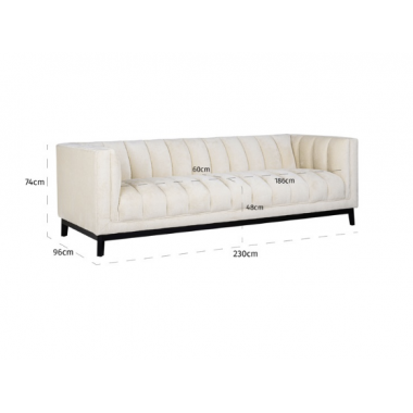 BEAUDY Sofa white chenille ognioodporny 230cm / S5141 FR