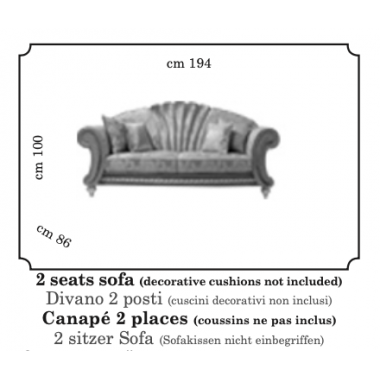 FANTASIA Włoska sofa tapicerowana 2 osobowa kat. E 194 x 86cm / Arredoclassic