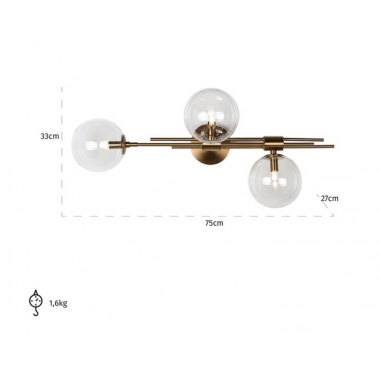 DAVINE Lampa ścienna szczotkowane złoto 75cm / ML-0008