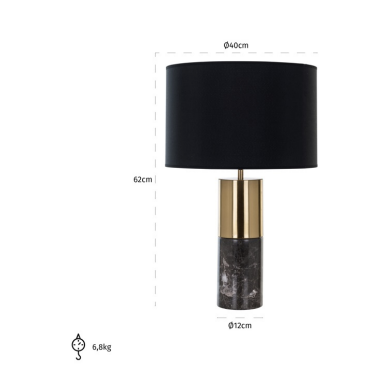 NYO Lampa stołowa czarny marmur 40cm / LB-0111
