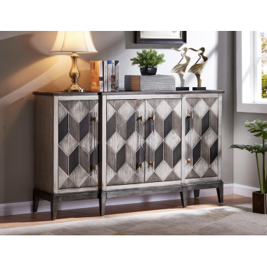 Livin Hill Stilig ST504 Komoda szara z intarsją 3D 152 x 92 x 42cm